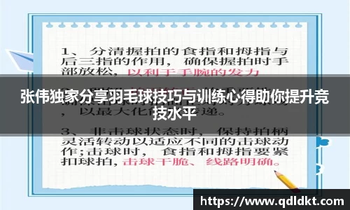 张伟独家分享羽毛球技巧与训练心得助你提升竞技水平